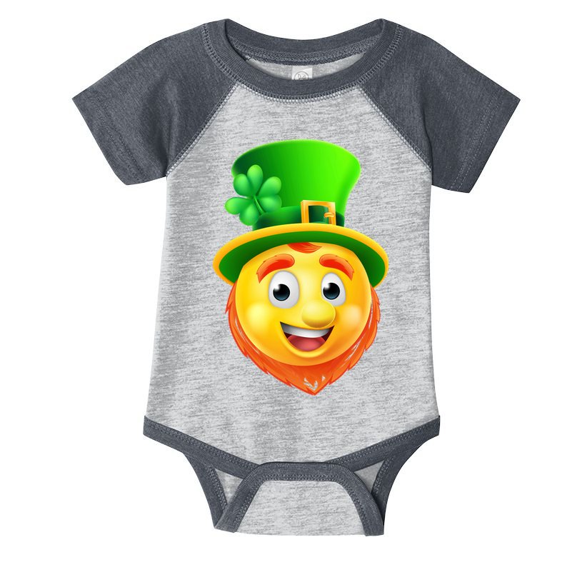 St. Patrick's Day Shamrock Leprechaun Emoji Smiley Infant Baby Jersey Bodysuit