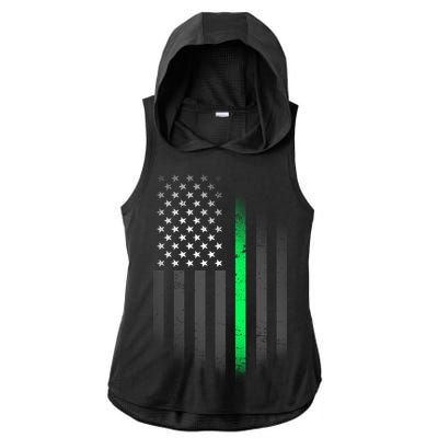 St. Patrick's Day Thin Green Line Flag Ladies PosiCharge Tri-Blend Wicking Draft Hoodie Tank