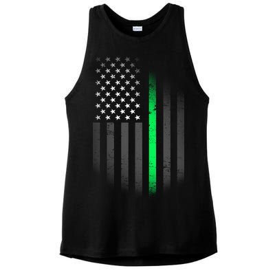 St. Patrick's Day Thin Green Line Flag Ladies PosiCharge Tri-Blend Wicking Tank