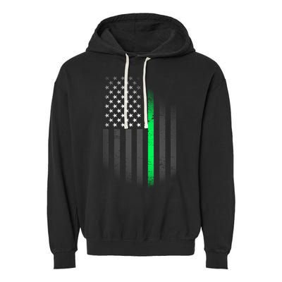 St. Patrick's Day Thin Green Line Flag Garment-Dyed Fleece Hoodie