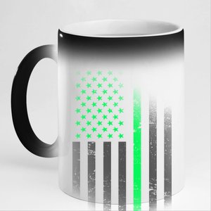 St. Patrick's Day Thin Green Line Flag 11oz Black Color Changing Mug