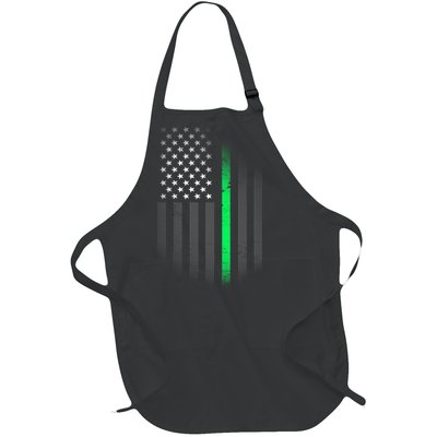 St. Patrick's Day Thin Green Line Flag Full-Length Apron With Pockets