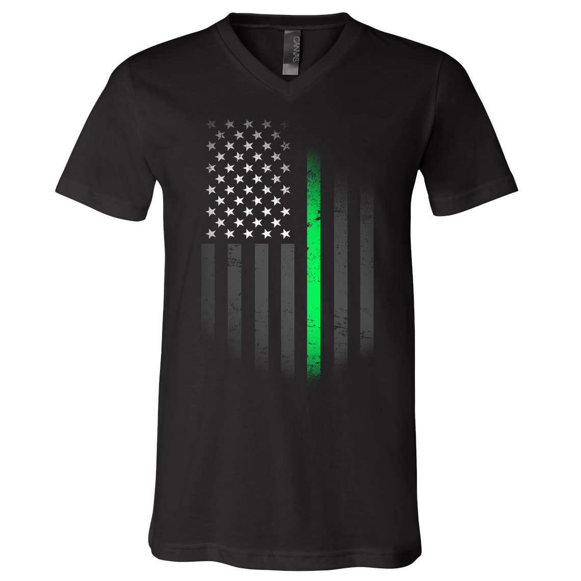 St. Patrick's Day Thin Green Line Flag V-Neck T-Shirt