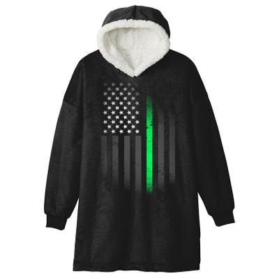 St. Patrick's Day Thin Green Line Flag Hooded Wearable Blanket
