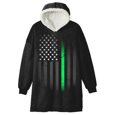 St. Patrick's Day Thin Green Line Flag Hooded Wearable Blanket