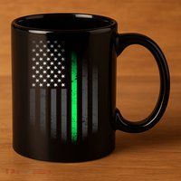 St. Patrick's Day Thin Green Line Flag 11oz C Handle Ceramic Mug