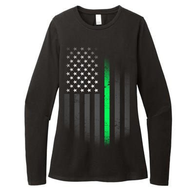 St. Patrick's Day Thin Green Line Flag Womens CVC Long Sleeve Shirt