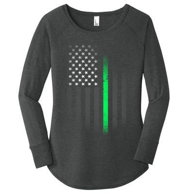 St. Patrick's Day Thin Green Line Flag Women's Perfect Tri Tunic Long Sleeve Shirt