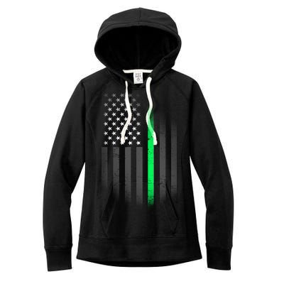 St. Patrick's Day Thin Green Line Flag Women's Fleece Hoodie