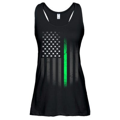 St. Patrick's Day Thin Green Line Flag Ladies Essential Flowy Tank