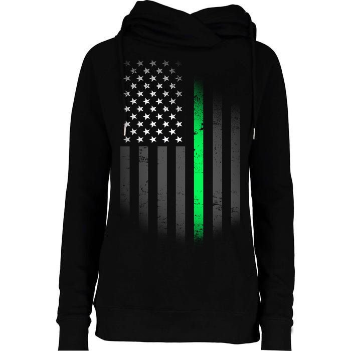 St. Patrick's Day Thin Green Line Flag Womens Funnel Neck Pullover Hood