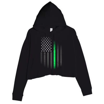 St. Patrick's Day Thin Green Line Flag Crop Fleece Hoodie