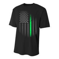 St. Patrick's Day Thin Green Line Flag Youth Performance Sprint T-Shirt