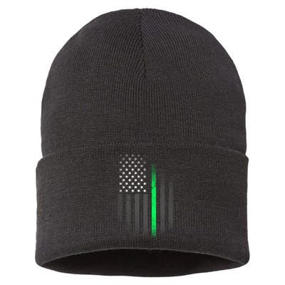 St. Patrick's Day Thin Green Line Flag Sustainable Knit Beanie