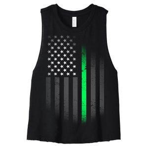 St. Patrick's Day Thin Green Line Flag Women's Racerback Cropped Tank