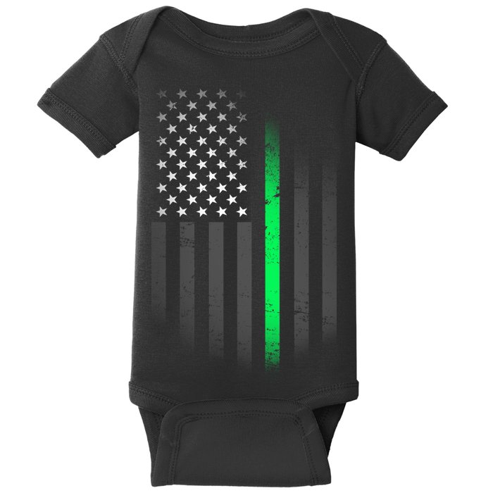 St. Patrick's Day Thin Green Line Flag Baby Bodysuit