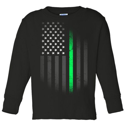 St. Patrick's Day Thin Green Line Flag Toddler Long Sleeve Shirt