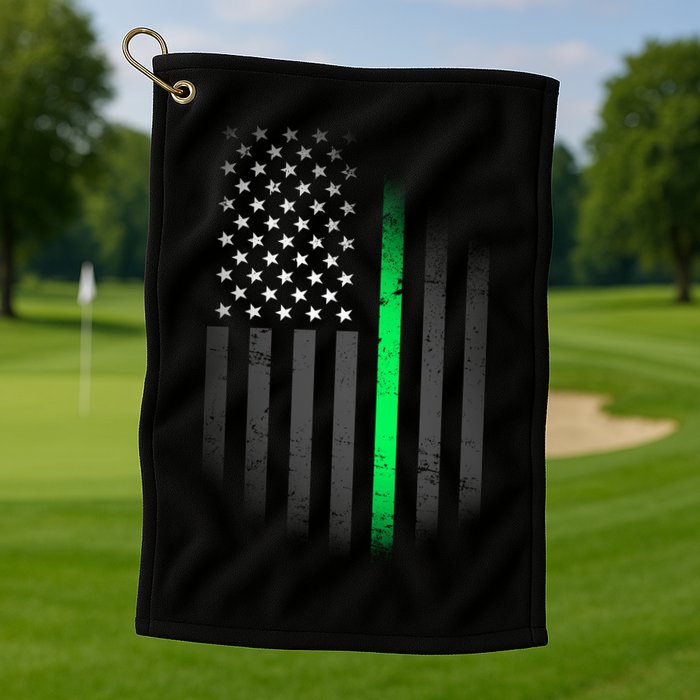 St. Patrick's Day Thin Green Line Flag Golf Towel