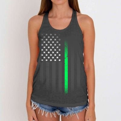 St. Patrick's Day Thin Green Line Flag Women's Knotted Racerback Tank