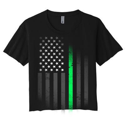 St. Patrick's Day Thin Green Line Flag Women's Crop Top Tee