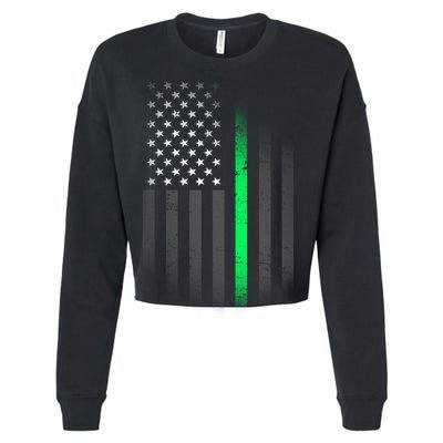 St. Patrick's Day Thin Green Line Flag Cropped Pullover Crew