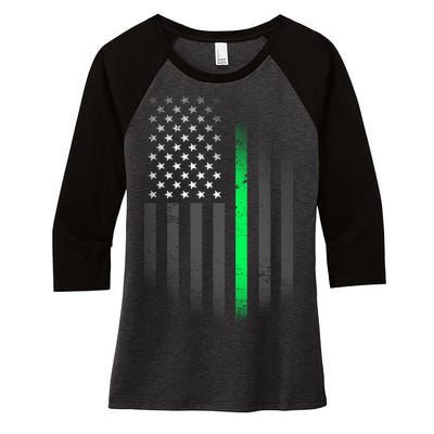 St. Patrick's Day Thin Green Line Flag Women's Tri-Blend 3/4-Sleeve Raglan Shirt