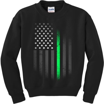 St. Patrick's Day Thin Green Line Flag Kids Sweatshirt