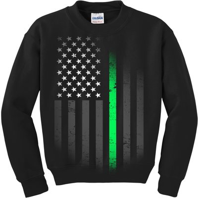 St. Patrick's Day Thin Green Line Flag Kids Sweatshirt