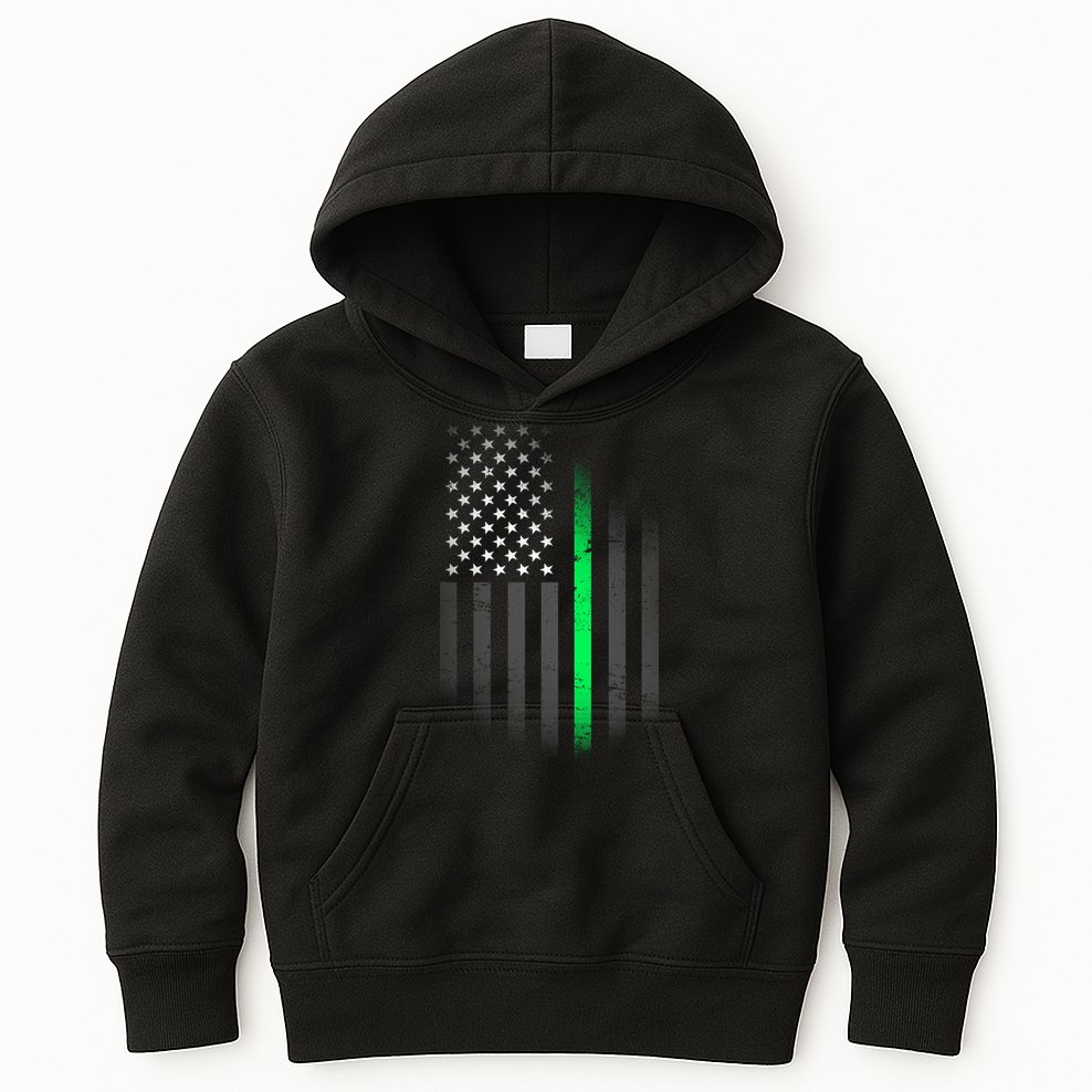 St. Patrick's Day Thin Green Line Flag Kids Hoodie