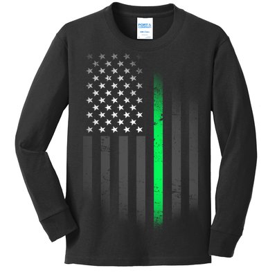 St. Patrick's Day Thin Green Line Flag Kids Long Sleeve Shirt