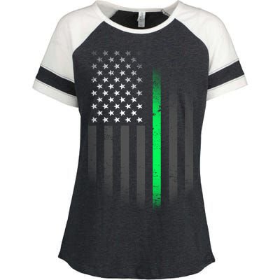 St. Patrick's Day Thin Green Line Flag Enza Ladies Jersey Colorblock Tee