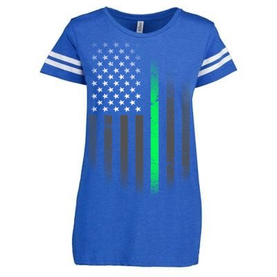 St. Patrick's Day Thin Green Line Flag Enza Ladies Jersey Football T-Shirt