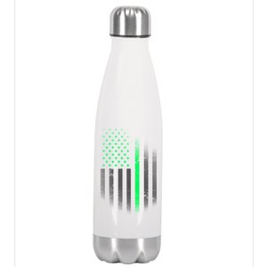 St. Patrick's Day Thin Green Line Flag Stainless Steel Insulated Water Bottle