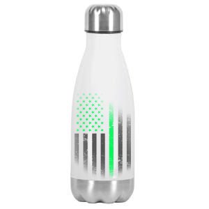 St. Patrick's Day Thin Green Line Flag Stainless Steel Insulated Water Bottle