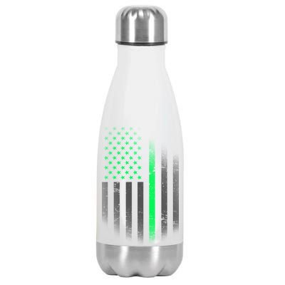 St. Patrick's Day Thin Green Line Flag Stainless Steel Insulated Water Bottle