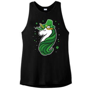 St. Patrick's Day Unicorn Ladies PosiCharge Tri-Blend Wicking Tank