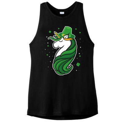 St. Patrick's Day Unicorn Ladies PosiCharge Tri-Blend Wicking Tank