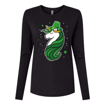 St. Patrick's Day Unicorn Womens Cotton Relaxed Long Sleeve T-Shirt