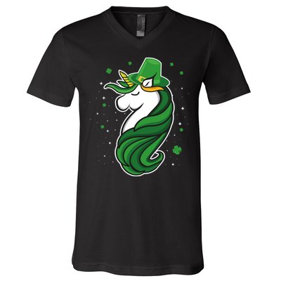 St. Patrick's Day Unicorn V-Neck T-Shirt