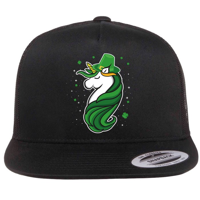 St. Patrick's Day Unicorn Flat Bill Trucker Hat