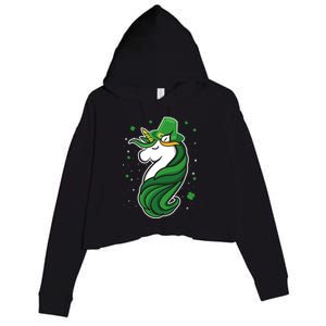 St. Patrick's Day Unicorn Crop Fleece Hoodie