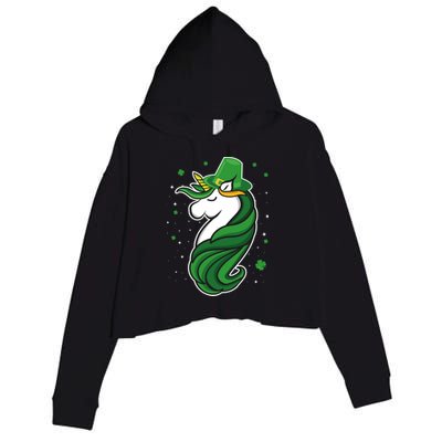 St. Patrick's Day Unicorn Crop Fleece Hoodie