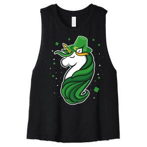 St. Patrick's Day Unicorn Women's Racerback Cropped Tank