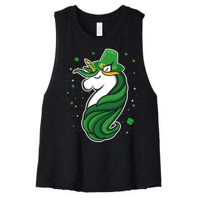 St. Patrick's Day Unicorn Women's Racerback Cropped Tank