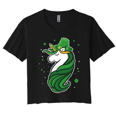 St. Patrick's Day Unicorn Women's Crop Top Tee