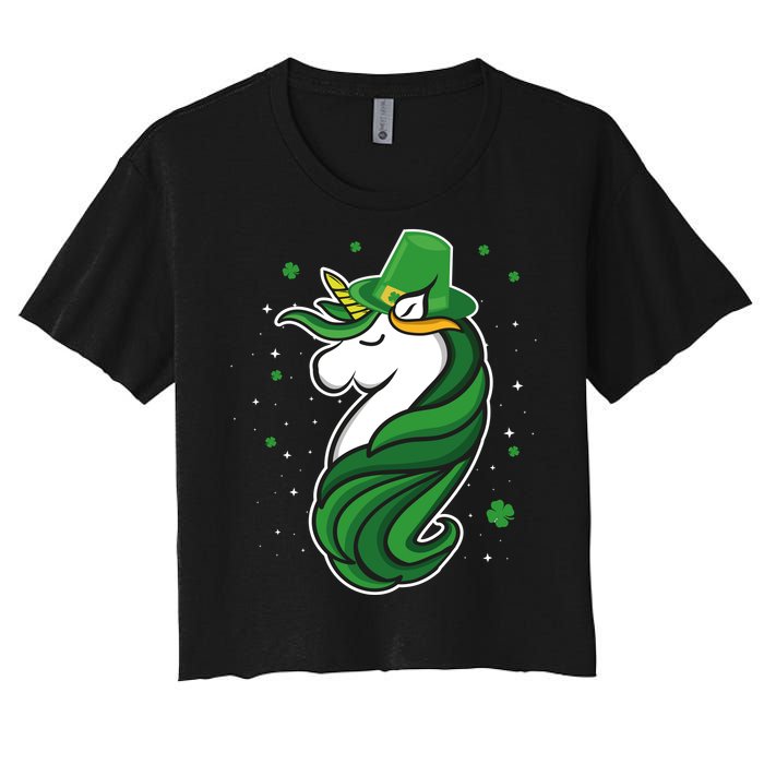 St. Patrick's Day Unicorn Women's Crop Top Tee