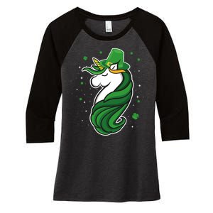 St. Patrick's Day Unicorn Women's Tri-Blend 3/4-Sleeve Raglan Shirt