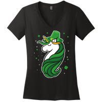 St. Patrick's Day Unicorn Women's V-Neck T-Shirt