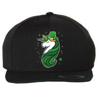 St. Patrick's Day Unicorn Wool Snapback Cap