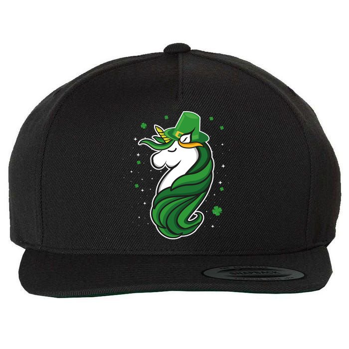 St. Patrick's Day Unicorn Wool Snapback Cap